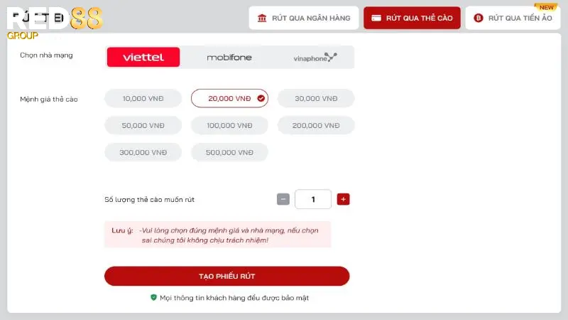 Hướng dẫn rút tiền thưởng qua thẻ cào điện thoại